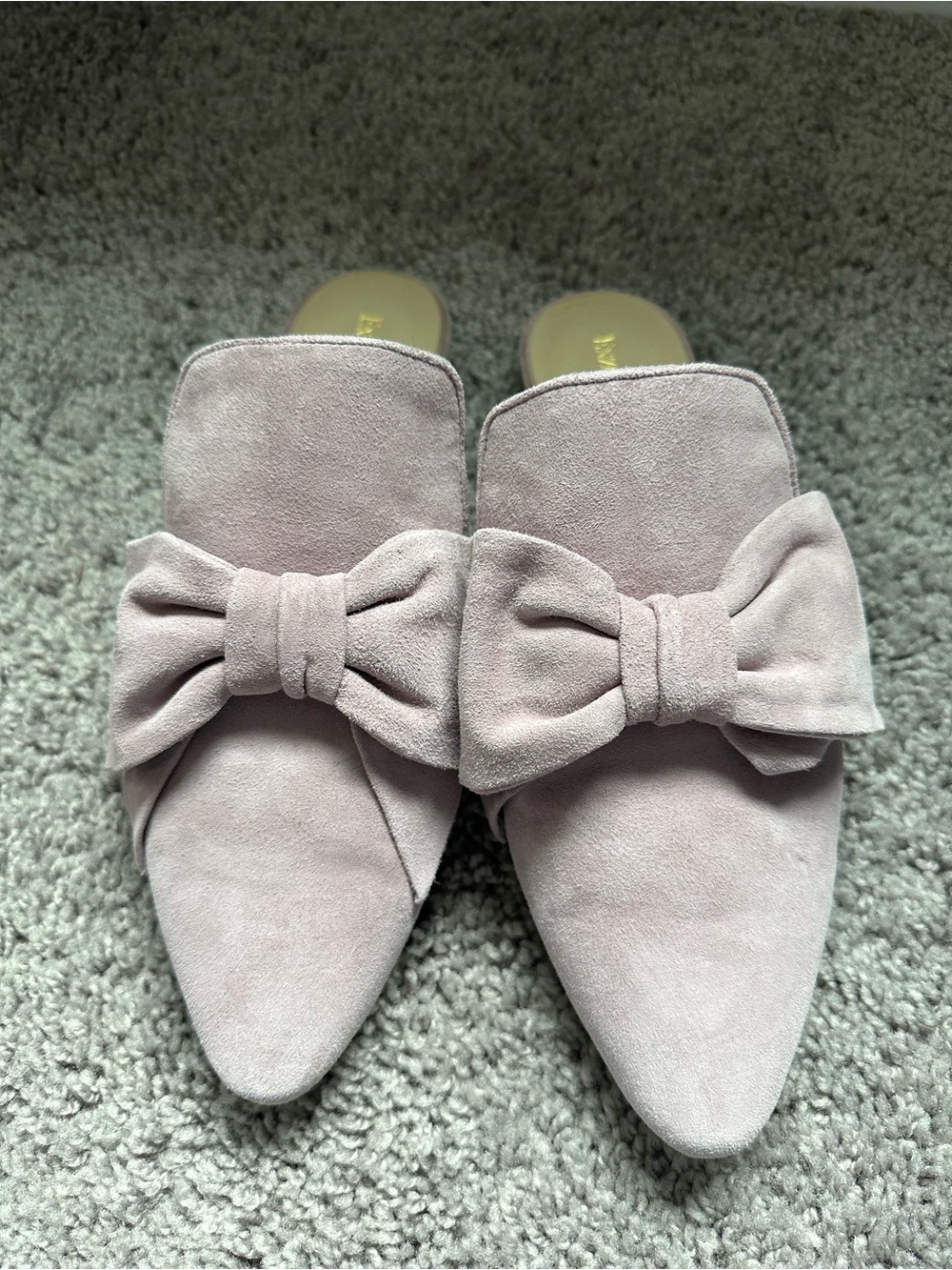 Enzo Angiolini Lavender Suede Bow Pointed-Toe Mules